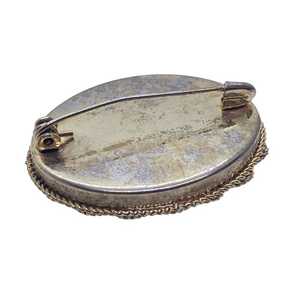 Vintage Italian Micro Mosaic Floral Brooch Pin Oval Glass Flowers millefiori - Picture 3 of 16